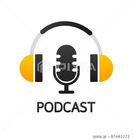 Podcast. Badge, icon, stamp, logo. Vector stock illustration 87483272