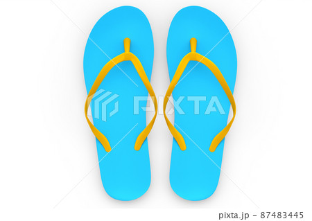 Beach blue flip-flops or sandals isolated on...のイラスト素材 [87483445] - PIXTA