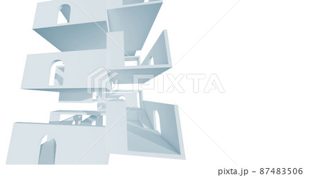 Abstract tower structure isolated on white background, 3d Abstract tower structure isolated on white background, 3d 87483506