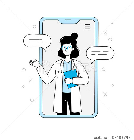 Online doctor, virtual medicine illustration 87483798