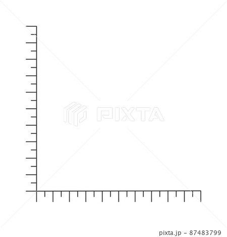 Corner ruler template. Angle measuring tool with vertical and horizontal lines with markup. Vector outline illustration isolated on white background 87483799