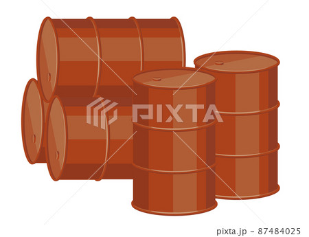 石油　原油　ドラム缶　イラスト素材 87484025