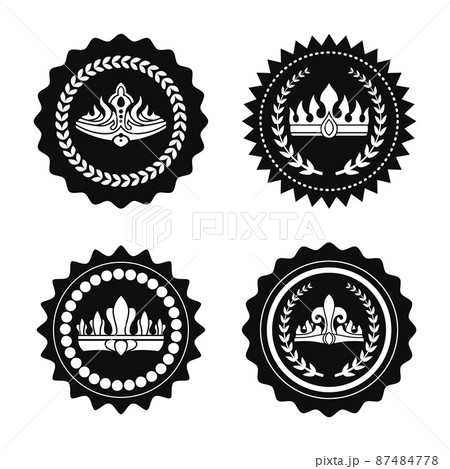 Black Stamps with Royal Crowns and Laurel Wreaths 87484778