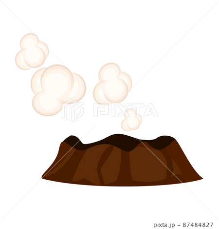 Steaming or Sleeping Volcano with White Clouds 87484827