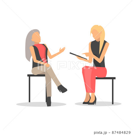 Closeup of Women Discussing Vector Illustration 87484829