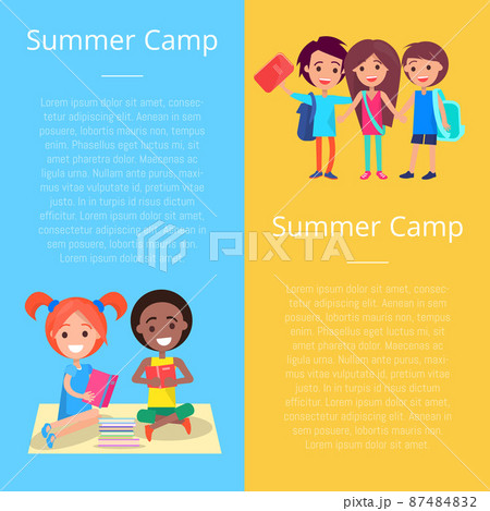 Summer Camp Template Poster with Happy Children 87484832