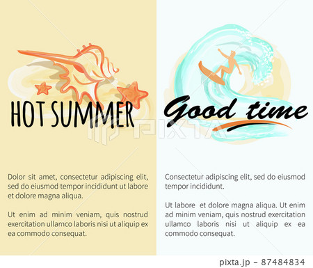 Hot Summer Good Time with Shell and Surfing Man 87484834