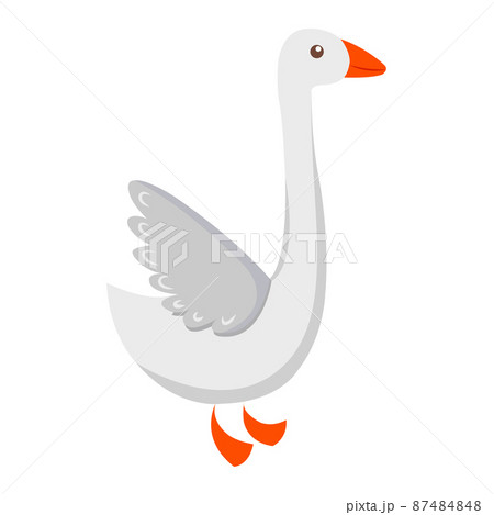 Cute Goose Cartoon Flat Vector Sticker or Icon 87484848