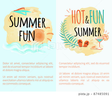 Summer Hot and Fun Vacation Set Posters with Sun Summer Hot and Fun Vacation Set Posters with Sun 87485091