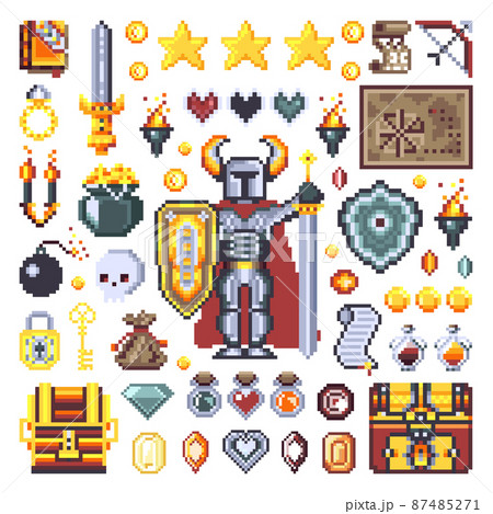 Pixel Art Medieval Knight Game Elements 87485271