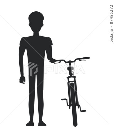 Athletic Human Person Black Silhouette Stand Bike 87485272