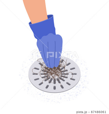 Shower drain clogged with clump of falling out hair 87486061