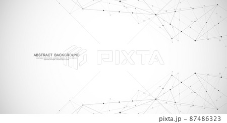 Abstract polygonal background with connecting dots and lines. Global network connection, digital technology and communication concept. Vector illustration 87486323