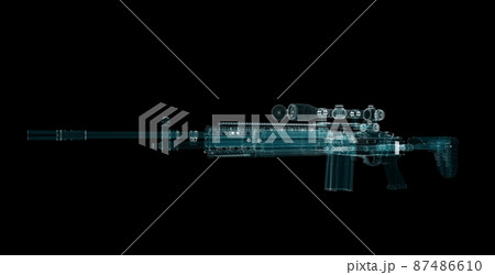 Submachine Gun Hologram. Weapon and Technology Concept Submachine Gun Hologram. Weapon and Technology Concept 87486610