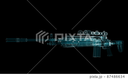 Submachine Gun Hologram. Weapon and Technology Concept Submachine Gun Hologram. Weapon and Technology Concept 87486634