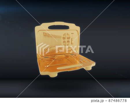 Gold instruments isolated a dark background. 3d render Gold instruments isolated a dark background. 3d render 87486778