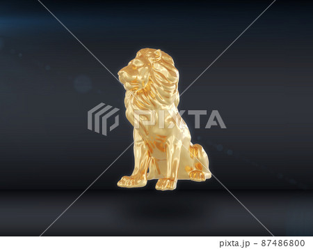 The Golden Lion Is Isolated On A Dark のイラスト素材