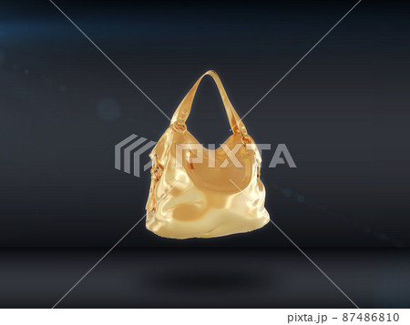 A gold handbag isolated on a dark background. 3d render 87486810