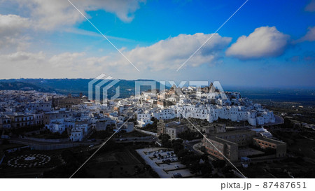 Ostuni - the white city in Italy - a famous landmark at the Italian east coast 87487651