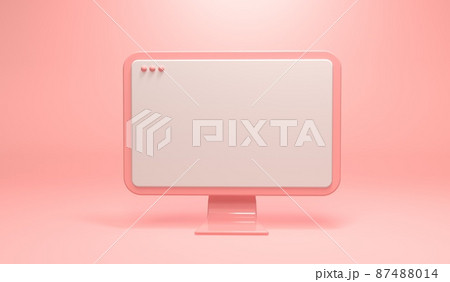 Desktop computer with blank screen - 3D render 87488014