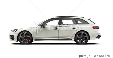 Lateral view of a white car isolated Lateral view of a white car isolated 87488170