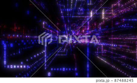 Flying into digital technologic tunnel Flying into digital technologic tunnel 87488245