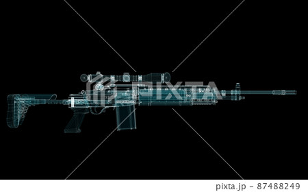 Submachine Gun Hologram. Weapon and Technology Concept Submachine Gun Hologram. Weapon and Technology Concept 87488249