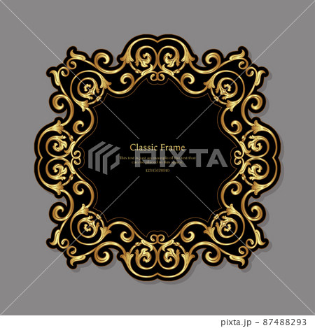 Baroque frame decor. Detailed rich ornament graphic line art. Baroque frame decor. Detailed rich ornament graphic line art. 87488293
