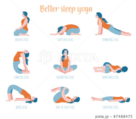 Set Twenty Yoga Poses Collection Asanas Stock Vector (Royalty Free)  303878102 | Shutterstock