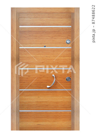 Modern wooden looking steel door, front door 87488622