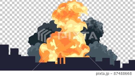 市街戦　爆発　空爆 テロ 爆発 戦争のイラスト素材　ベクター 87488668
