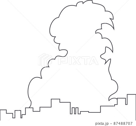 市街戦　爆発　空爆 テロ 爆発 戦争の線画のイラスト素材　ベクター 87488707