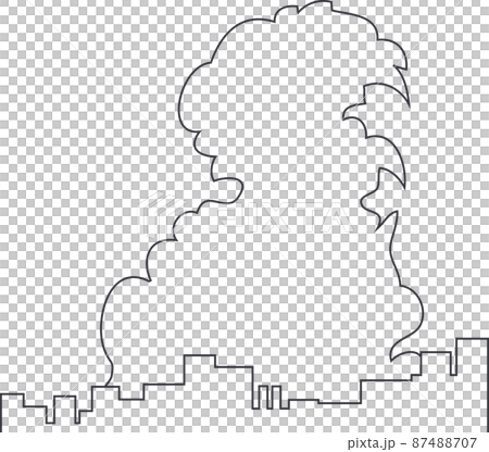 市街戦　爆発　空爆 テロ 爆発 戦争の線画のイラスト素材　ベクター 87488707