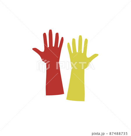 Industrial protective latex gloves, flat cartoon vector illustration isolated. 87488735