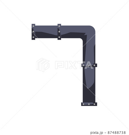 Metal pipe of water or gas pipeline flat cartoon vector illustration isolated. 87488738