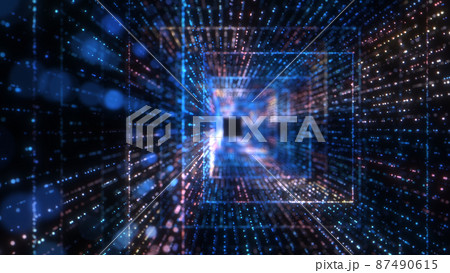 Flying into digital technologic tunnel 87490615