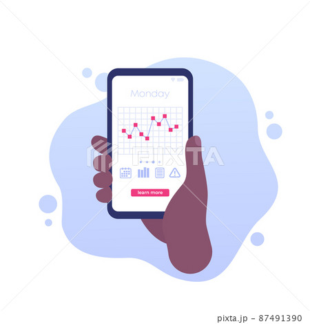 glucose levels chart in mobile app, vector glucose levels chart in mobile app, vector 87491390