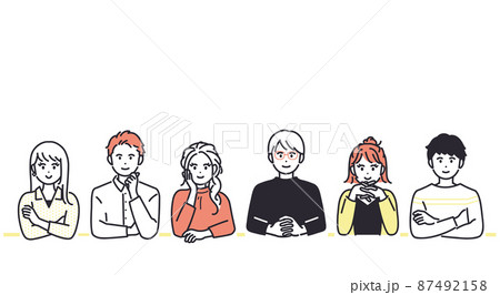 意見交換をする若い男女のイメージイラスト 87492158