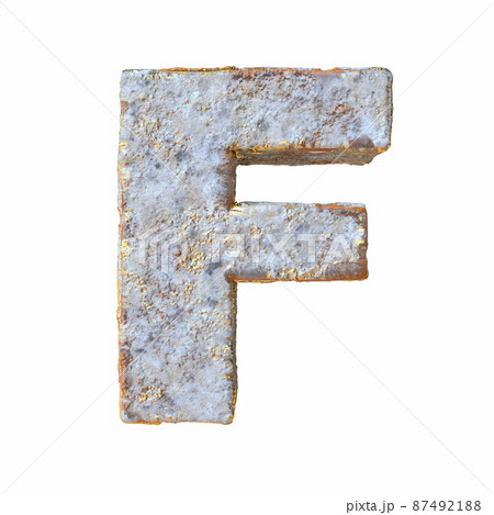 Stone with golden metal particles Letter F 3D Stone with golden metal particles Letter F 3D 87492188