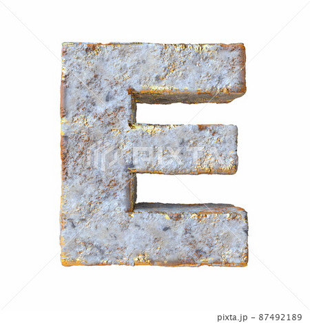 Stone with golden metal particles Letter E 3D 87492189