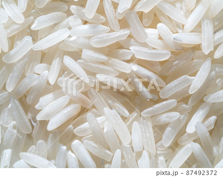 dry grain rice close-up, top view, macro photography 87492372