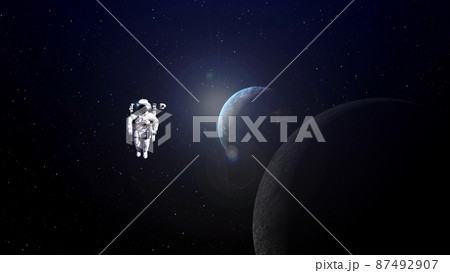 Astronaut spaceman do spacewalk while working for spaceflight mission Astronaut spaceman do spacewalk while working for spaceflight mission 87492907
