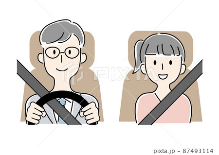 手描き風・運転する男性と助手席の少女のベクターイラスト 手描き風・運転する男性と助手席の少女のベクターイラスト 87493114