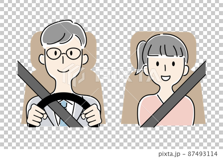 手描き風・運転する男性と助手席の少女のベクターイラスト 手描き風・運転する男性と助手席の少女のベクターイラスト 87493114