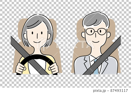 手描き風・運転する女性と助手席の男性のベクターイラスト 手描き風・運転する女性と助手席の男性のベクターイラスト 87493117