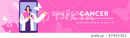 Breast cancer awareness banner phone app doctor 87493361