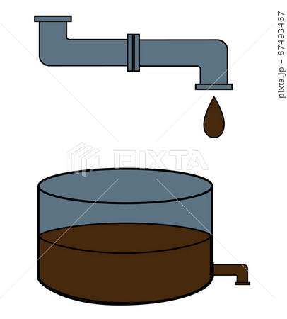 パイプから流れる汚水と、汚水タンクのセット(下水処理や下水道バイオマスのイメージに) パイプから流れる汚水と、汚水タンクのセット(下水処理や下水道バイオマスのイメージに) 87493467