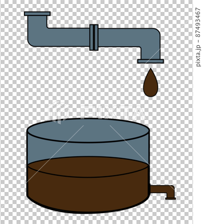 パイプから流れる汚水と、汚水タンクのセット(下水処理や下水道バイオマスのイメージに) パイプから流れる汚水と、汚水タンクのセット(下水処理や下水道バイオマスのイメージに) 87493467