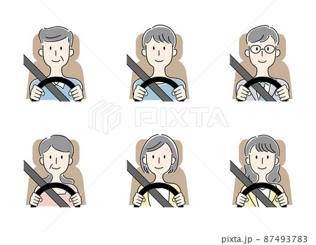 運転をする様々な人物のベクターイラストセット 87493783