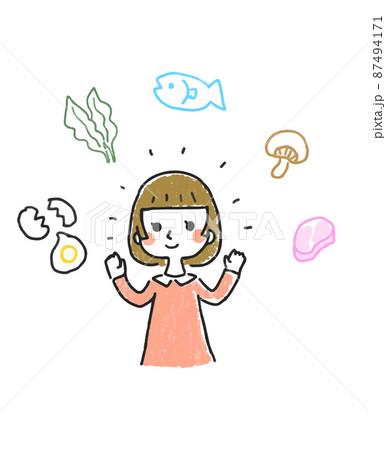 健康のために色々な食材を選ぶ女性　栄養バランス 87494171